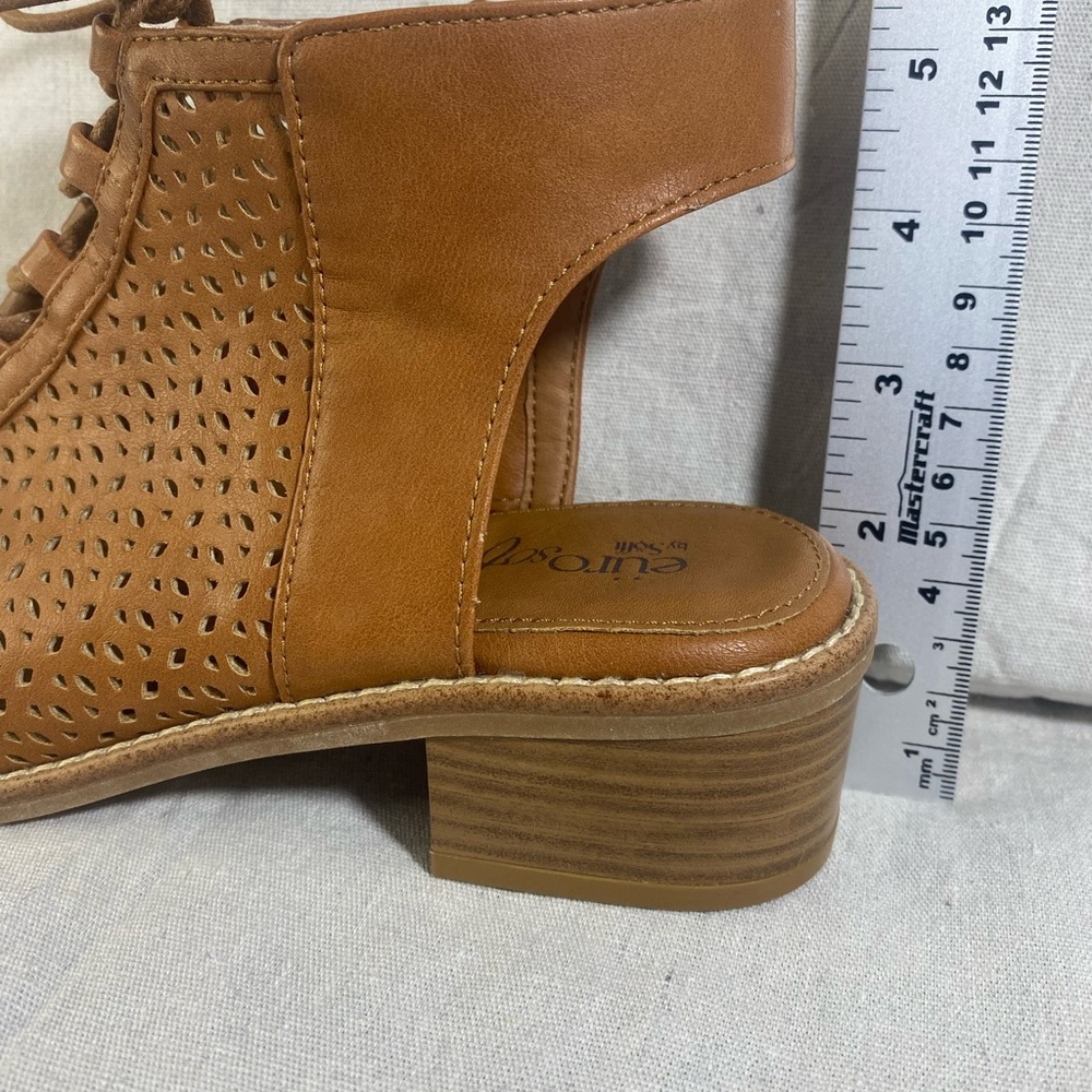 BOHO Sandals Laser Cut Design and Open Back& Peep toes, side zipper /7/ A+ - Picture 6 of 10